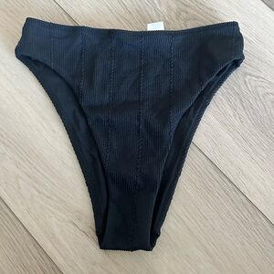 Aerie Black Textured Bikini Bottom